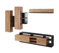 Komodee Ensemble de Meubles ALVDAL - Chêne - Anthracite - sans Poignée - Largeur 260 cm, Hauteur 172 cm, Profondeur 40 cm