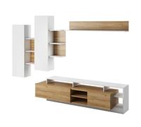 Komodee Ensemble de Meubles ALVDAL - Chêne - Blanc - sans Poignée - Largeur 260 cm, Hauteur 172 cm, Profondeur 40 cm