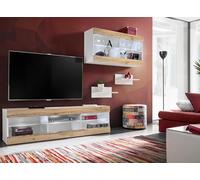 Komodee, Ensemble de Meubles, Tivoli SET3, Blanc/Wotan, Largeur 240cm x Hauteur 159cm x Profondeur 35cm, sans LED, for Salon, Chambre