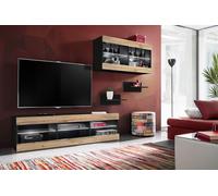 Komodee, Ensemble de Meubles, Tivoli SET3, Noir/Wotan, Largeur 240cm x Hauteur 159cm x Profondeur 35cm, sans LED, for Salon, Chambre