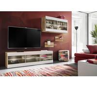 Komodee, Ensemble de Meubles, Tivoli SET3, Wotan/Blanc, Largeur 240cm x Hauteur 159cm x Profondeur 35cm, sans LED, pour Salon, Chambre à Coucher