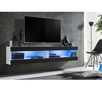 Komodee, Ensemble de Meubles, Tivoli SET4, Blanc/Noir, Largeur 200cm x Hauteur 41cm x Profondeur 35cm, LED Bleu, pour Salon, Chambre à Coucher