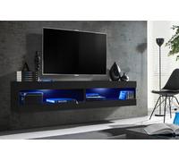 Komodee, Ensemble de Meubles, Tivoli SET4, Noir/Noir, Largeur 200cm x Hauteur 41cm x Profondeur 35cm, LED Bleu, pour Salon, Chambre à Coucher
