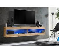Komodee, Ensemble de Meubles, Tivoli SET4, Wotan/Wotan, Largeur 200cm x Hauteur 41cm x Profondeur 35cm, LED Bleu, pour Salon, Chambre à Coucher