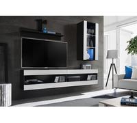 Komodee, Ensemble de Meubles, Tivoli SET5, Noir/Blanc, Largeur 200cm x Hauteur 195cm x Profondeur 35cm, sans LED, pour Salon, Chambre à Coucher