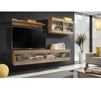 Komodee, Ensemble de Meubles, Tivoli SET6, Wotan/Wotan, Largeur 200cm x Hauteur 195cm x Profondeur 35cm, sans LED, pour Salon, Chambre à Coucher