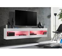 Komodee, Ensemble, Meuble de Salon, Tivoli SET4, Blanc/Blanc, Largeur 200cm x Hauteur 41cm x Profondeur 35cm, LED RGB, pour Salon, Chambre