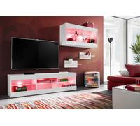 Komodee, Ensemble, Tivoli SET3, Blanc/Blanc, Largeur 240cm x Hauteur 159cm x Profondeur 35cm, LED RGB, pour Salon, Chambre à Coucher