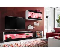 Komodee, Ensemble, Tivoli SET3, Blanc/Noir, Largeur 240cm x Hauteur 159cm x Profondeur 35cm, LED RGB, pour Salon, Chambre