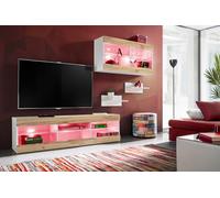 Komodee, Ensemble, Tivoli SET3, Blanc/Wotan, Largeur 240cm x Hauteur 159cm x Profondeur 35cm, LED RGB, pour Salon, Chambre