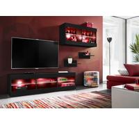 Komodee, Ensemble, Tivoli SET3, Noir/Noir, Largeur 240cm x Hauteur 159cm x Profondeur 35cm, LED RGB, pour Salon, Chambre