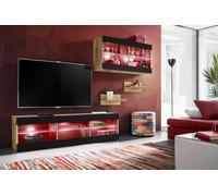 Komodee, Ensemble, Tivoli SET3, Wotan/Noir, Largeur 240cm x Hauteur 159cm x Profondeur 35cm, LED RGB, pour Salon, Chambre