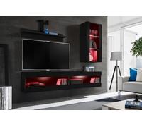Komodee, Ensemble, Tivoli SET5, Noir/Noir, Largeur 200cm x Hauteur 195cm x Profondeur 35cm, LED RGB, pour Salon, Chambre