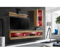 Komodee, Ensemble, Tivoli SET5, Wotan/Wotan, Largeur 200cm x Hauteur 195cm x Profondeur 35cm, LED RGB, pour Salon, Chambre