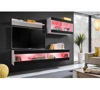 Komodee, Ensemble, Tivoli SET6, Blanc/Noir, Largeur 200cm x Hauteur 195cm x Profondeur 35cm, LED RGB, pour Salon, Chambre