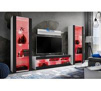 Komodee Ensemble TV Tivoli Grande A2 Blanc/Noir 250x159x35 cm | Ensembles de meubles Tivoli Grande, Blanc Noir, Largeur 250cm x Hauteur 159cm x Profondeur 35cm, Éclairage multicolore