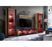 Komodee Ensembles de Meubles Tivoli Grande, Wotan Noir, Largeur 250cm x Hauteur 159cm x Profondeur 35cm, Éclairage Multicolore, pour Salon, Chambre