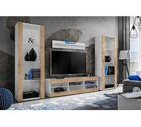 Komodee Ensemble TV Tivoli Grande Blanc/Wotan 250x159x35 cm | Ensembles de meubles Tivoli Grande, Blanc Wotan, Largeur 250cm x Hauteur 159cm x Profondeur 35cm, sans LED, pour Salon
