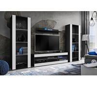 Komodee Ensemble TV Tivoli Grande Noir/Blanc 250x159x35 cm | Ensembles de meubles Tivoli Grande, Noir Blanc, Largeur 250cm x Hauteur 159cm x Profondeur 35cm, sans LED, pour Salon
