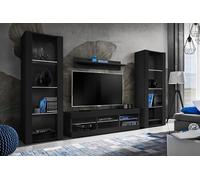 Komodee Ensemble TV Tivoli Grande Noir/Noir 250x159x35 cm | Ensembles de meubles Tivoli Grande, Noir Noir, Largeur 250cm x Hauteur 159cm x Profondeur 35cm, sans LED, pour Salon