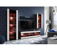Komodee Ensemble TV Tivoli Medio A2 Noir/Blanc 250x159x35 cm | Ensembles de meubles Tivoli Medio, Noir Blanc, Largeur 250cm x Hauteur 159cm x Profondeur 35cm, LED RGB, pour Salon, Chambre