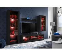 Komodee Ensemble TV Tivoli Medio A2 Noir/Noir 250x159x35 cm | Ensembles de meubles Tivoli Medio, Noir Noir, Largeur 250cm x Hauteur 159cm x Profondeur 35cm, LED RGB, pour Salon, Chambre