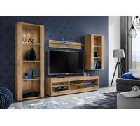 Komodee, Ensembles de Meubles Tivoli Medio, Wotan Wotan, Largeur 250cm x Hauteur 159cm x Profondeur 35cm, sans LED, pour Salon, Chambre