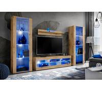 Komodee Ensembles de Meubles Tivoli Grande, Wotan Wotan, Largeur 250cm x Hauteur 159cm x Profondeur 35cm, LED Bleues, pour Salon, Chambre