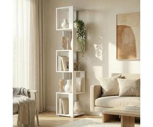Komodee Étagère Debout Haute SOLA - Blanc - Largeur 29 cm, Hauteur 168 cm, Profondeur 29 cm
