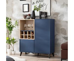 komodee Fondi Buffet Bas, Pour Salon, Séjour, Style Scandinave, Bleu/Bois Clair