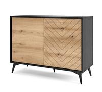 Komodee Jasper K104 - Buffet, chêne Evoke/Noir, Largeur 104 cm, Hauteur 119 cm, Profondeur 39 cm
