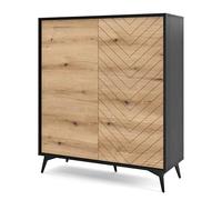 Komodee Jasper KD104 - Buffet, chêne Evoke/Noir, Largeur 104 cm, Hauteur 77 cm, Profondeur 39 cm