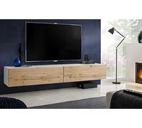 Komodee, Meuble Banc TV Loreto, Wotan Blanc, Largeur 200 cm x Hauteur 30 cm x Profondeur 41,5 cm, Style Moderne, Minimaliste, pour Salon, Chambre