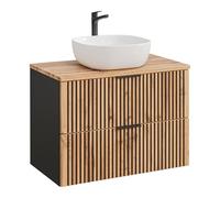 Komodee Meuble Salle de Bain Tilo Noir/Wotan 80x60x46 cm