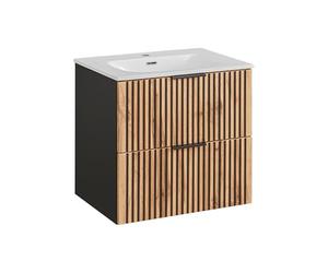 Komodee Meuble Suspendu sous Vasque Tilo Noir/Wotan 60x60x46 cm V5