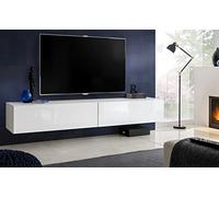 Komodee Meuble TV Loreto Blanc/Blanc 200x30x41,5 cm | Meuble Banc TV Loreto, Blanc Blanc, Largeur 200 cm x Hauteur 30 cm x Profondeur 41,5 cm