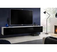 Komodee Meuble TV Loreto Noir/Blanc 200x30x41,5 cm | Meuble Banc TV Loreto, Noir Blanc, Largeur 200 cm x Hauteur 30 cm x Profondeur 41,5 cm