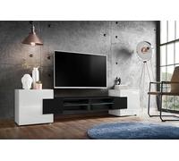 Komodee Meuble TV Merano Blanc/Noir/Blanc 230x52,5x35 cm