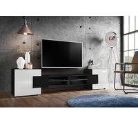 Komodee Meuble TV Merano Noir/Noir/Blanc 230x52,5x35 cm