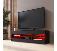 Meuble TV Tivoli RTV Komodee - LED RVB - Noir - Facades en Mat - 140 x 41 x 35 cm