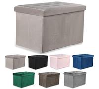 Komodee Pouf Pliant Ravello XL avec Boutons - 60x38x38cm Velours Beige