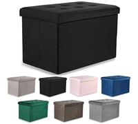 Komodee Pouf Pliant Ravello XL avec Boutons - 60x38x38cm Velours Noir