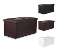 Komodee Pouf Pliant Ravello XXL avec Boutons - 80x40x40cm Cuir éco Marron