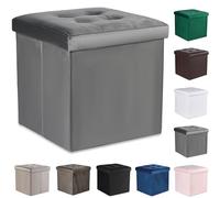 Komodee Ravello L Pouf Pliant avec Boutons - 38x38x38cm Gris Velours