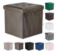 Komodee Ravello L Pouf Pliant avec Boutons - 38x38x38cm Marron Velours