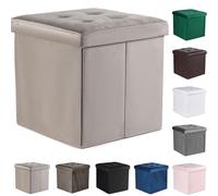 Komodee Ravello L Pouf Pliant avec Boutons - 38x38x38cm Velours Beige