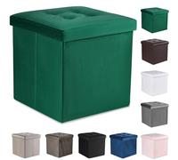 Komodee Ravello L Pouf Pliant avec Boutons - 38x38x38cm Velours Vert
