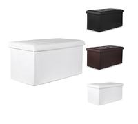 Komodee Ravello XXL Pouf Pliant avec Boutons - 80x40x40cm Cuir éco Blanc