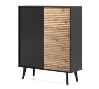Buffet Saskatoon KD104 - noir / chêne artisan, largeur 104 cm, hauteur 125 cm, profondeur 39 cm