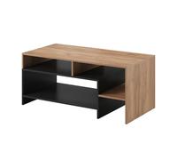 Komodee Table Basse ALVDAL - Chêne - Anthracite - Étagères - Largeur 120 cm, Hauteur 53 cm, Profondeur 60 cm